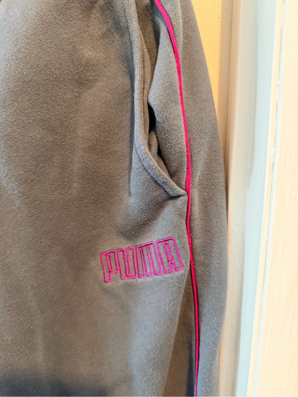 Puma Gray Sweatshirt with Pink Trim and Logo